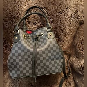 Checkered designer inspired Black and Gray Women's Bag